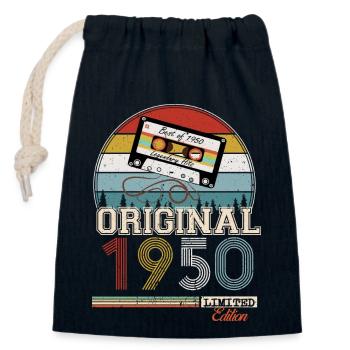 Elegantes Retro-Geschenk: 1950er Jahre Vintage - Verschließbarer Geschenkbeutel aus Baumwolle (14x20cm) - Navy - Vorne