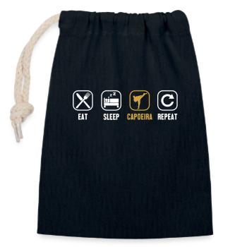 Essen Schlaf Capoeira Wiederholen Capoeirista Ginga Tanz - Verschließbarer Geschenkbeutel aus Baumwolle (14x20cm) - Navy - Vorne