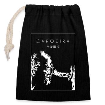 Capoeira Chinesischer Hanzi Ginga Capoeirista Tanz - Verschließbarer Geschenkbeutel aus Baumwolle (14x20cm) - Schwarz - Vorne