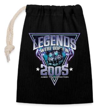 Des légendes sont nées en 2005 - Sac cadeau en coton avec cordon (14 x 20 cm) - noir - Devant