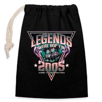 Des légendes sont nées en 2005 - Sac cadeau en coton avec cordon (14 x 20 cm) - noir - Devant