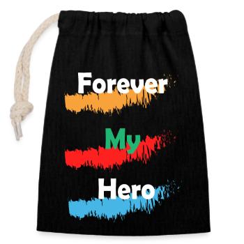 Forever My Hero, Cadeaux spéciaux pour la fête des pères - Sac cadeau en coton avec cordon (14 x 20 cm) - noir - Devant