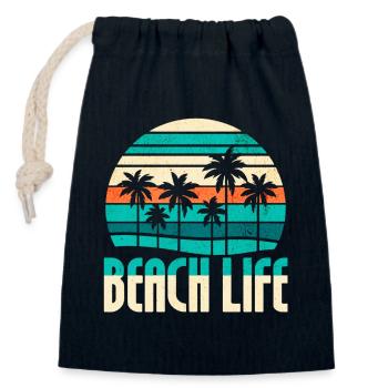 Beach Life Bliss - Closable cotton gift bag (14x20cm) - navy - Front