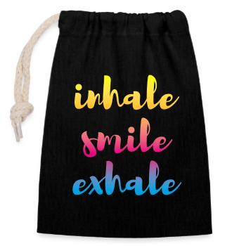 inhale exhale yoga course meditation colorful - Closable cotton gift bag (14x20cm) - black - Front