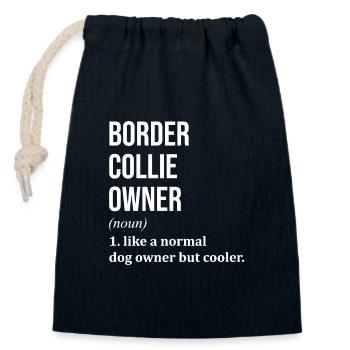 Border Collie - Closable cotton gift bag (14x20cm) - navy - Front
