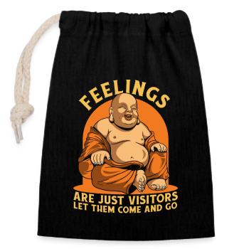 Feelings Are Just Visitors Buddhist Statue Symbol - Closable cotton gift bag (14x20cm) - black - Front