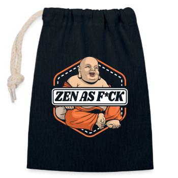 Zen As Fuck Buddhist Symbol Statue Priest Buddhism - Closable cotton gift bag (14x20cm) - navy - Front