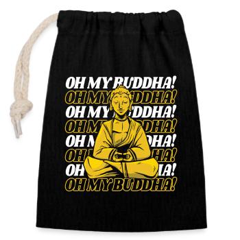 Oh My Buddha Bouddha Statue Symbole Prêtre - Sac cadeau en coton avec cordon (14 x 20 cm) - noir - Devant