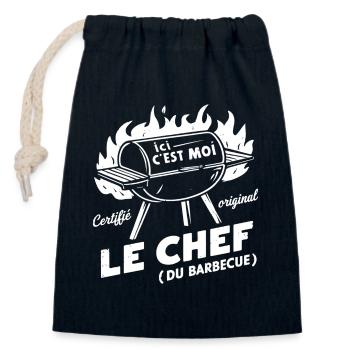 C'est moi le chef - Sac cadeau en coton avec cordon (14 x 20 cm) - bleu marine - Devant