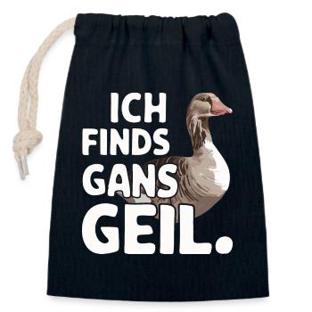 Goose Geese Animal Farm - Closable cotton gift bag (14x20cm) - navy - Front