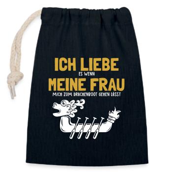 Ich liebe meine Frau Drachenboot Paddler Drummer - Sac cadeau en coton avec cordon (14 x 20 cm) - bleu marine - Devant