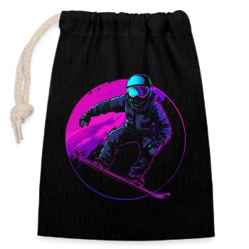 Snowboarder Illustration - Closable cotton gift bag (14x20cm) - black - Front