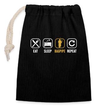 Manger Dormir Cornemuse Répéter Leçons de Cornemuse Sarbacane - Sac cadeau en coton avec cordon (14 x 20 cm) - noir - Devant