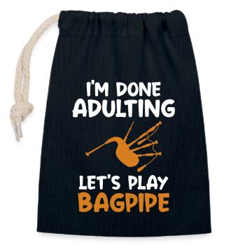Fini Adulte Jouons à la cornemuse Blowpipe Player - Sac cadeau en coton avec cordon (14 x 20 cm) - bleu marine - Devant