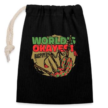 World’s Okayest Bagpiper Leçons de cornemuse Sarbacane - Sac cadeau en coton avec cordon (14 x 20 cm) - noir - Devant
