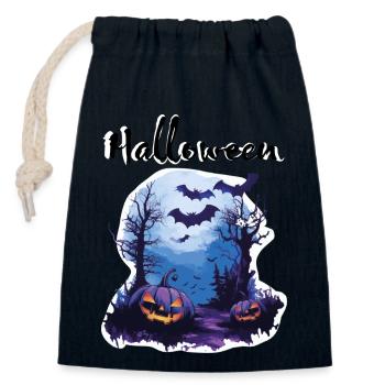 Halloween - Sac cadeau en coton avec cordon (14 x 20 cm) - bleu marine - Devant