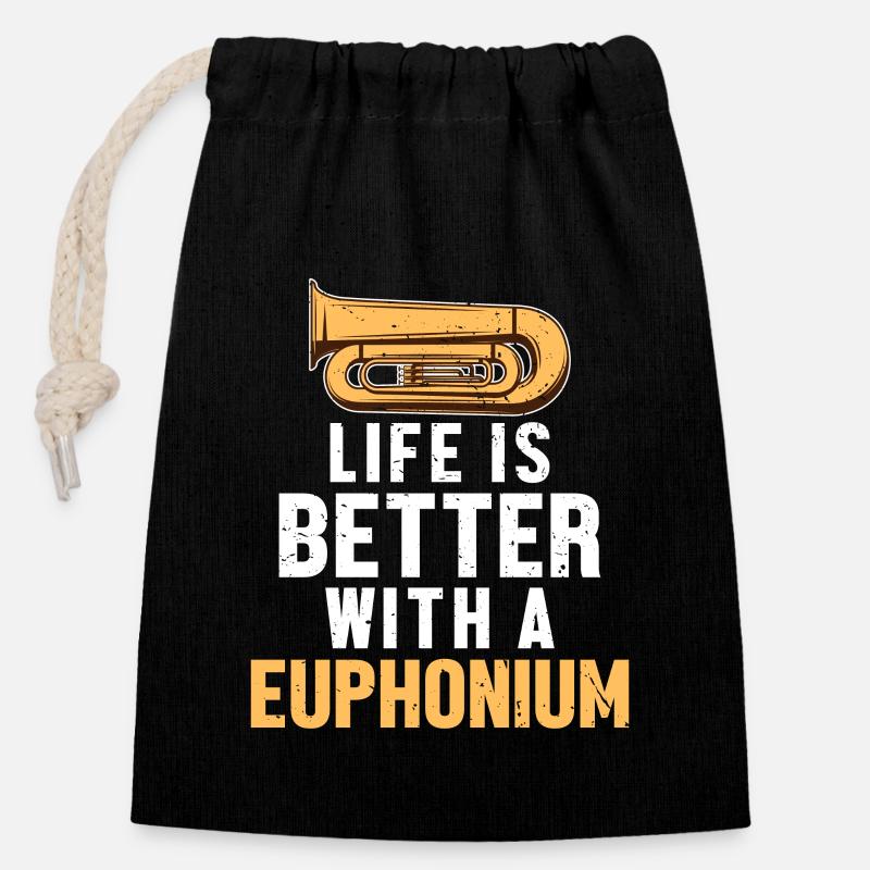 Das Leben ist besser mit einem Euphonium-Euphonisten-Player - Verschließbarer Geschenkbeutel aus Baumwolle (14x20cm) - Schwarz