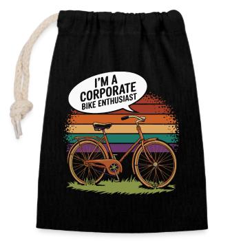 Firmenfahrrad-Enthusiast Vintage-Design - Verschließbarer Geschenkbeutel aus Baumwolle (14x20cm) - Schwarz - Vorne