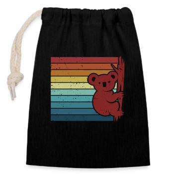 Rétro Koalabear Phascolarctos Cinereus Eucalyptus - Sac cadeau en coton avec cordon (14 x 20 cm) - noir - Devant