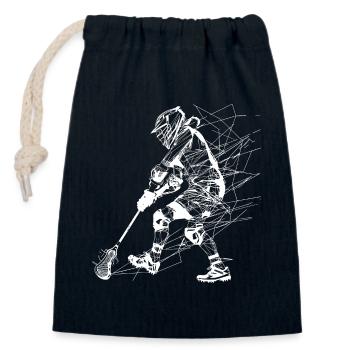 Lacrosse Player Line Art - Closable cotton gift bag (14x20cm) - navy - Front