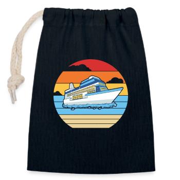 Retro Kreuzfahrtschiff Kreuzfahrt Besatzung Passagiere Kreuzfahrt - Verschließbarer Geschenkbeutel aus Baumwolle (14x20cm) - Navy - Vorne
