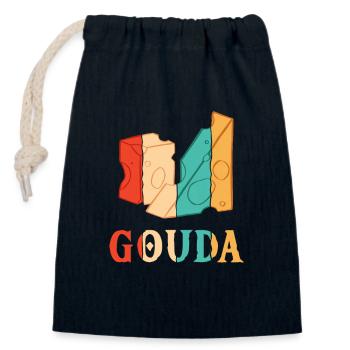 Fromage Queso Rétro Amateur de Fromage Gouda - Sac cadeau en coton avec cordon (14 x 20 cm) - bleu marine - Devant
