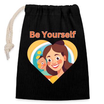 Soyez vous-même - Confiance, amour de soi et force - Sac cadeau en coton avec cordon (14 x 20 cm) - noir - Devant