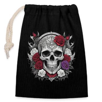 Gothic Skull - Closable cotton gift bag (14x20cm) - black - Front