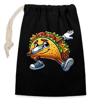 Süßer Taco Cartoon Dabbing Tanz - Verschließbarer Geschenkbeutel aus Baumwolle (14x20cm) - Schwarz - Vorne