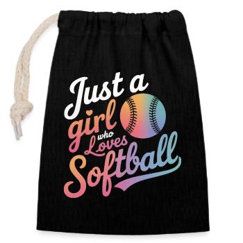 Softball Sport Softball Spieler - Verschließbarer Geschenkbeutel aus Baumwolle (14x20cm) - Schwarz - Vorne