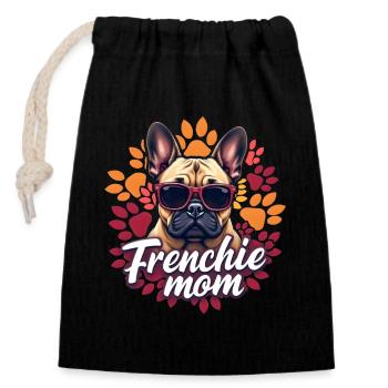 Frenchie Mom - Verschließbarer Geschenkbeutel aus Baumwolle (14x20cm) - Schwarz - Vorne