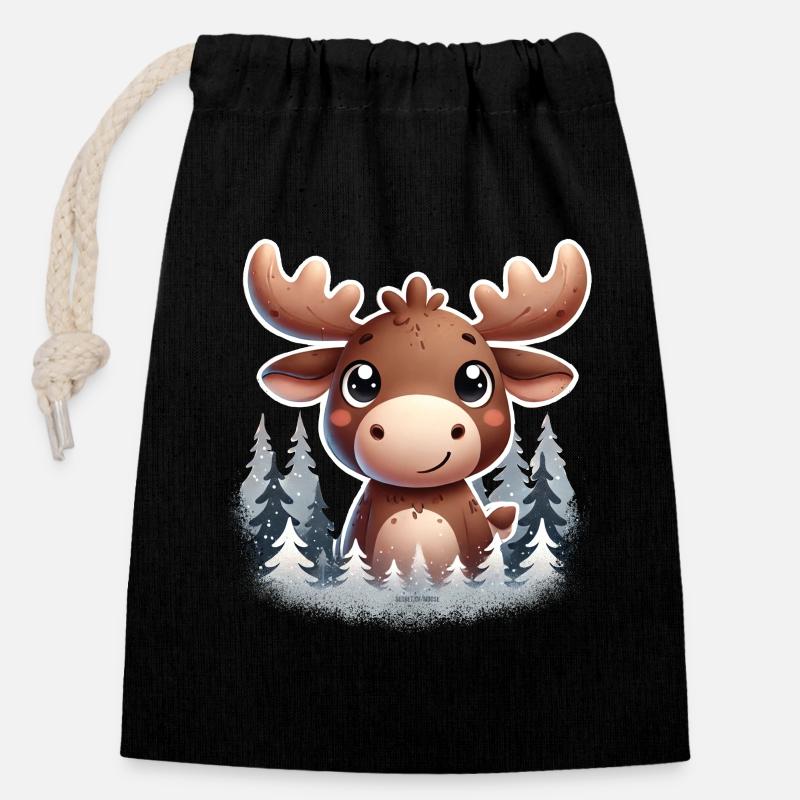 🫎 Orignal 🫎 mignon - Sac cadeau en coton avec cordon (14 x 20 cm) - noir