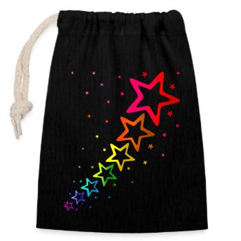 étoiles colorées couleurs de l’arc-en-ciel - Sac cadeau en coton avec cordon (14 x 20 cm) - noir - Devant