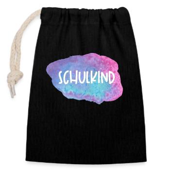 Schulkind Watercolor - Verschließbarer Geschenkbeutel aus Baumwolle (14x20cm) - Schwarz - Vorne