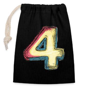 4 Number Colorful - Closable cotton gift bag (14x20cm) - black - Front