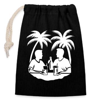 L’équipe de Palm Tree Holiday - Sac cadeau en coton avec cordon (14 x 20 cm) - noir - Devant