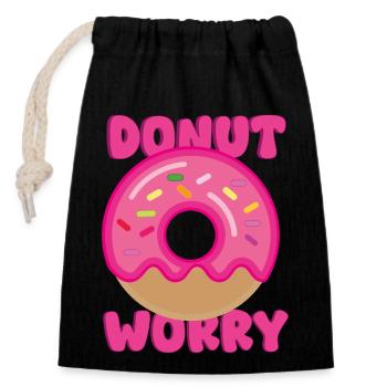 Donut Worry - Closable cotton gift bag (14x20cm) - black - Front