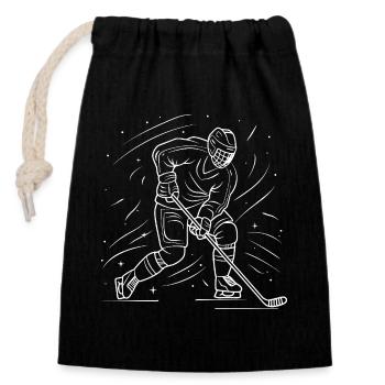 Eishockey Liebhaber Zeichnung - Verschließbarer Geschenkbeutel aus Baumwolle (14x20cm) - Schwarz - Vorne