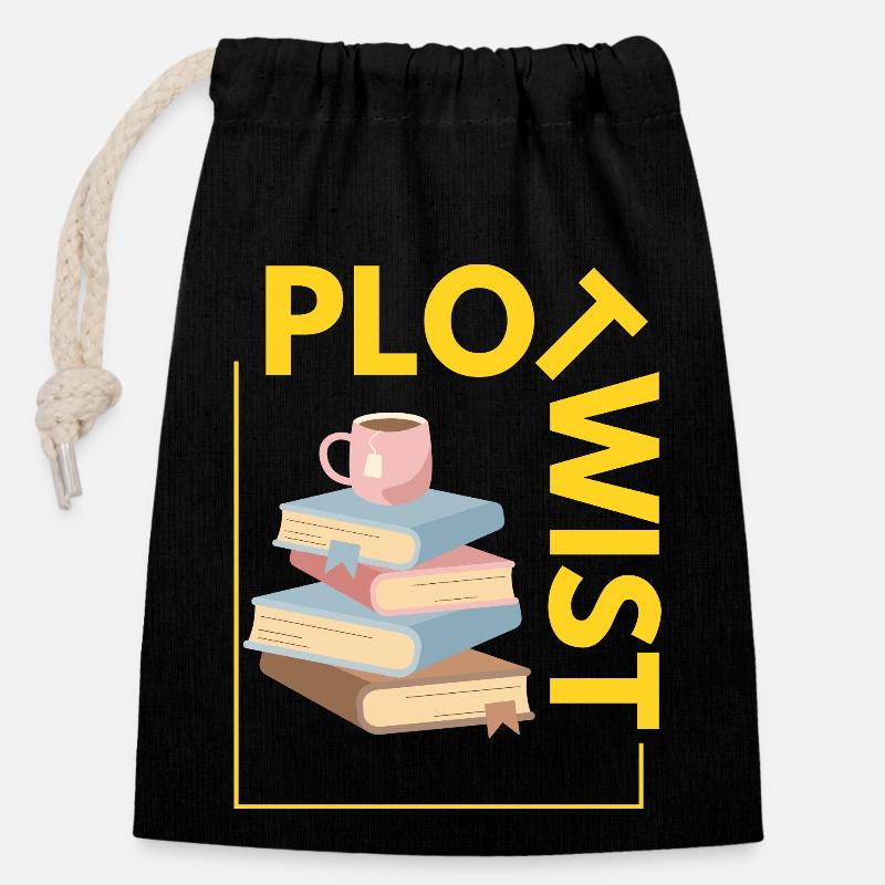 Plotwist - Verschließbarer Geschenkbeutel aus Baumwolle (14x20cm) - Schwarz
