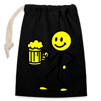 Bière Stick Figure - Sac cadeau en coton avec cordon (14 x 20 cm) - noir - Devant