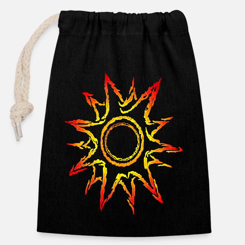 Soleil, soleil, rayons de soleil - Sac cadeau en coton avec cordon (14 x 20 cm) - noir