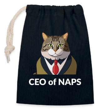 Geschäftsmann Katze mit Krawatte - Verschließbarer Geschenkbeutel aus Baumwolle (14x20cm) - Navy - Vorne