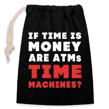Time travel - Closable cotton gift bag (14x20cm) - black - Front