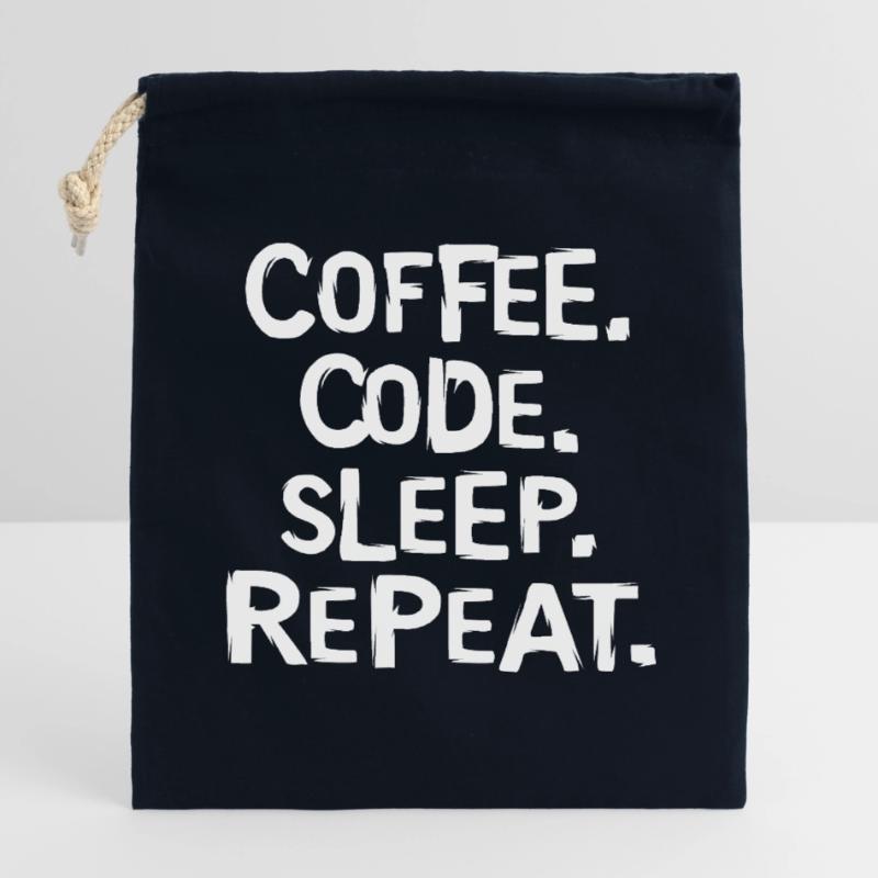 coffee code sleep - repeat Programmierer Arbeit Verschließbarer Geschenkbeutel aus Baumwolle (14x20cm)