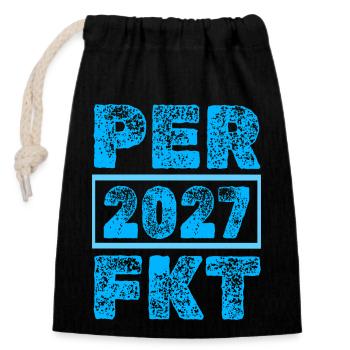 Perfected 2027 - Closable cotton gift bag (14x20cm) - black - Front