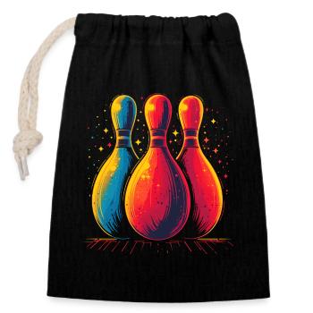 Bowling Retro Look - Closable cotton gift bag (14x20cm) - black - Front