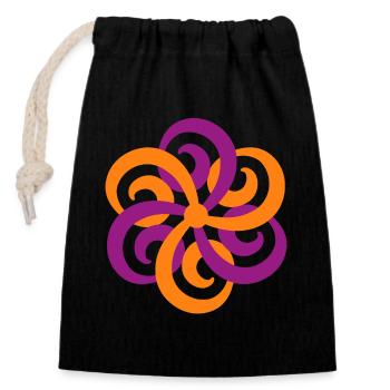 Doppel-Triskele Yoga Mandala Ornament Blume Deko - Verschließbarer Geschenkbeutel aus Baumwolle (14x20cm) - Schwarz - Vorne