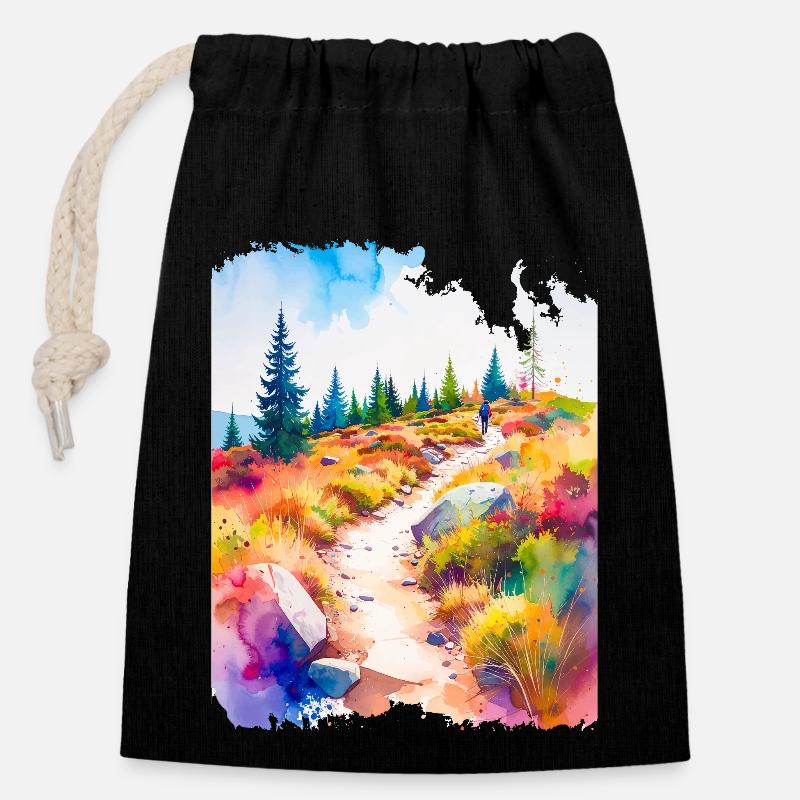 Colorsplash hiking trail - Closable cotton gift bag (14x20cm) - black