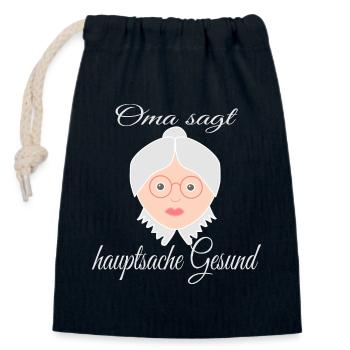 Devise de santé humoristique avec le visage de la grand-mère - Sac cadeau en coton avec cordon (14 x 20 cm) - bleu marine - Devant