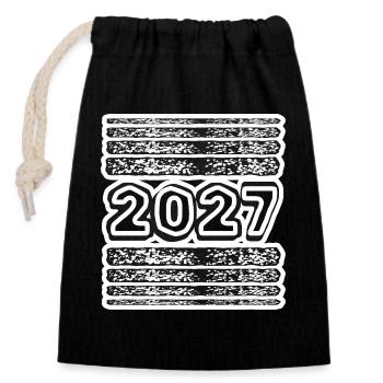 Année 2027 - Sac cadeau en coton avec cordon (14 x 20 cm) - noir - Devant